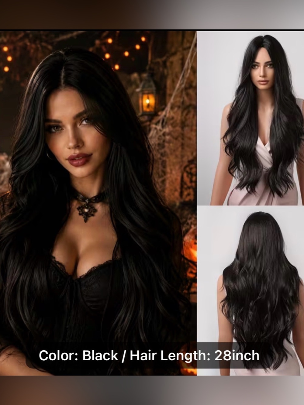 Black Long Wavy Women's Wig - Natural-Look Hairpiece